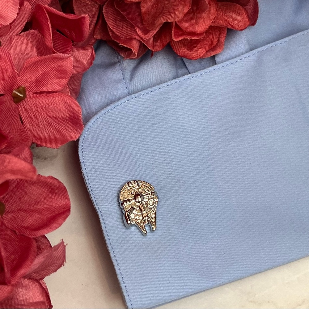 Gunmetal and Silver Star Wars Millennium Falcon Cufflinks - Picture 12 of 16